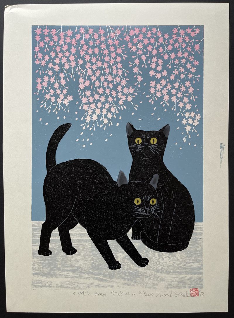 sakura catページ japanese-woodblock-print-