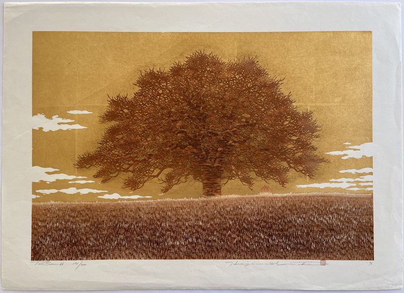 並木一 Hajime Namiki tree scene 6 木版画 直筆サイン