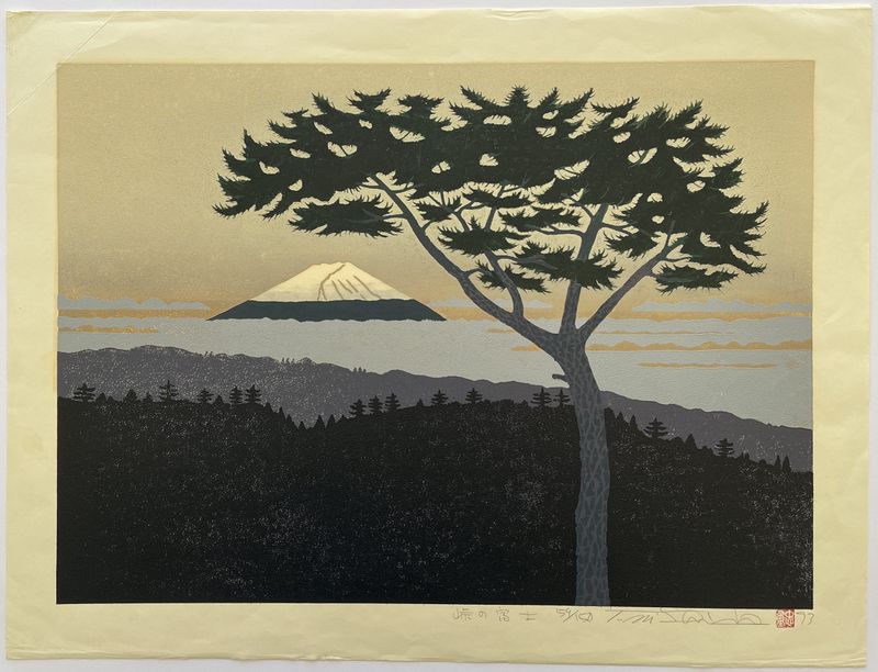 絵画　【Mountain Mosaic】　ロバート・A・ティノ Mt. Fuji from Pass - Nishida Tadashige - Japanese Prints