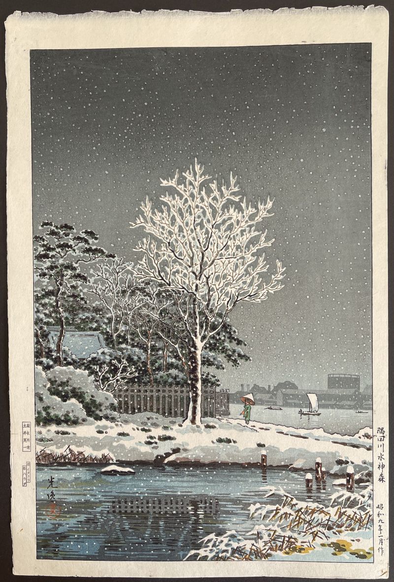 the arrival of winter アクリル画 japanese-woodblock-print-