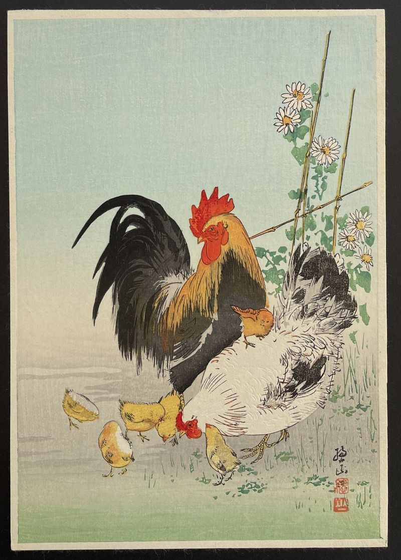 Chicken Family - Ito Sozan - Japanese Prints - Nipponprints.com